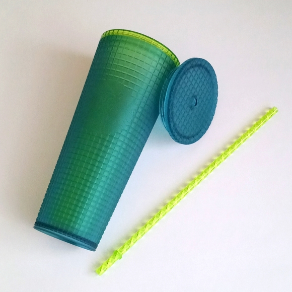 Beautiful Starbucks Green Iridescent Soft Touch Grid 24 oz Cold Cup Tumbler